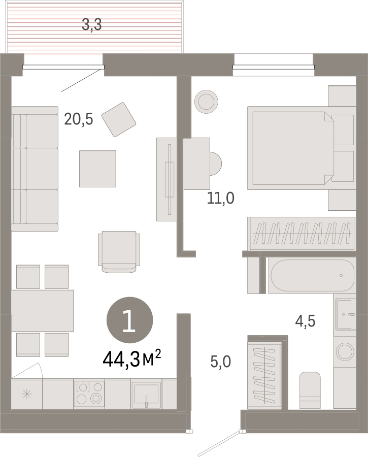 1-комнатная квартира в ЖК Фестиваль Парк - 2 на 2 этаже в 2 секции. Сдача в 4 кв. 2023 г.