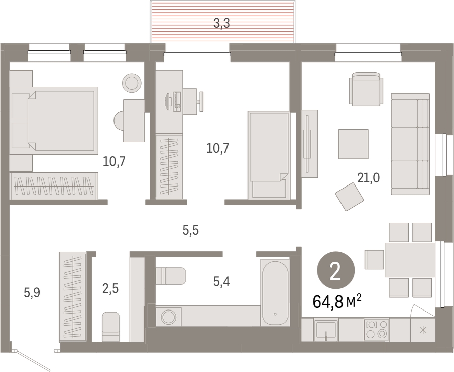 1-комнатная квартира в ЖК Фестиваль Парк - 2 на 4 этаже в 1 секции. Сдача в 4 кв. 2023 г.