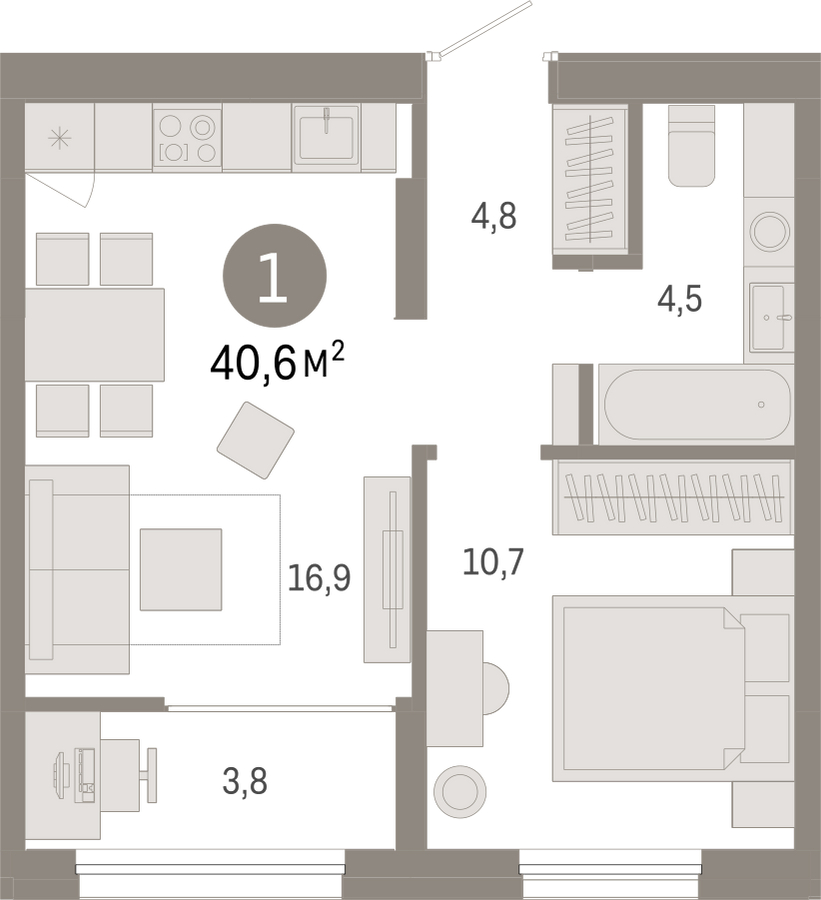 2-комнатная квартира в ЖК Фестиваль Парк - 2 на 6 этаже в 4 секции. Сдача в 4 кв. 2023 г.
