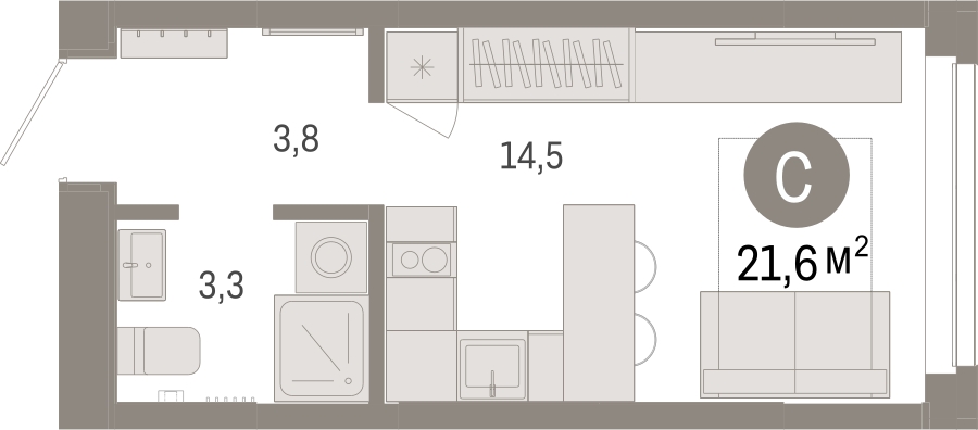 1-комнатная квартира (Студия) с отделкой в ЖК Республики 205 на 4 этаже в 5 секции. Сдача в 1 кв. 2026 г.