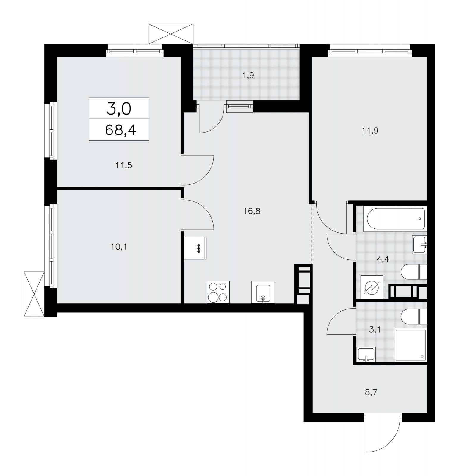 2-комнатная квартира с отделкой в ЖК Дом на Зорге на 4 этаже в 1 секции. Сдача в 1 кв. 2026 г.