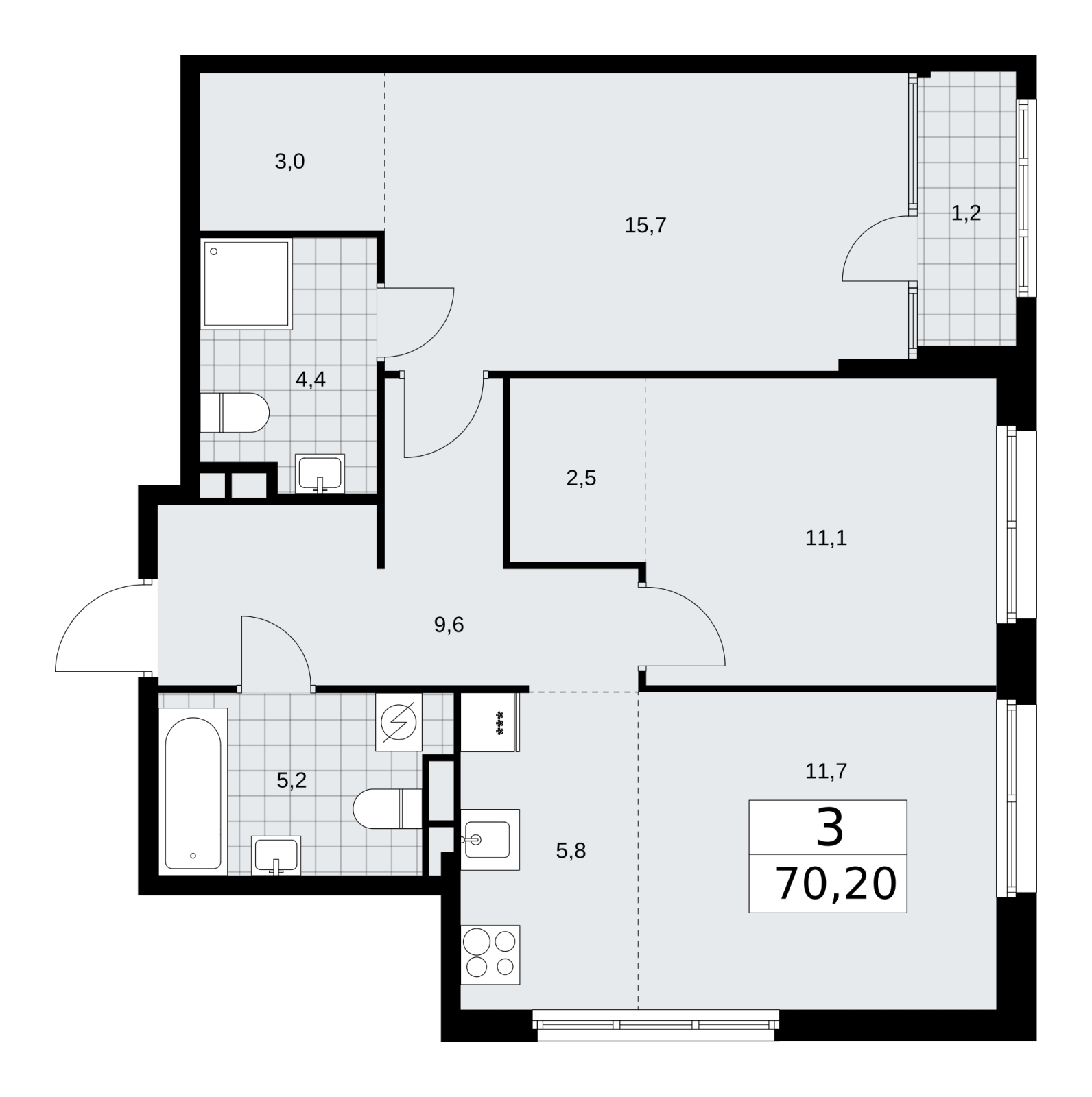 2-комнатная квартира с отделкой в ЖК Республики 205 на 9 этаже в 7 секции. Сдача в 4 кв. 2025 г.