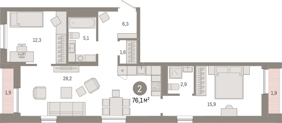 3-комнатная квартира с отделкой в ЖК UP-квартал «Воронцовский» на 4 этаже в 1 секции. Сдача в 2 кв. 2026 г.