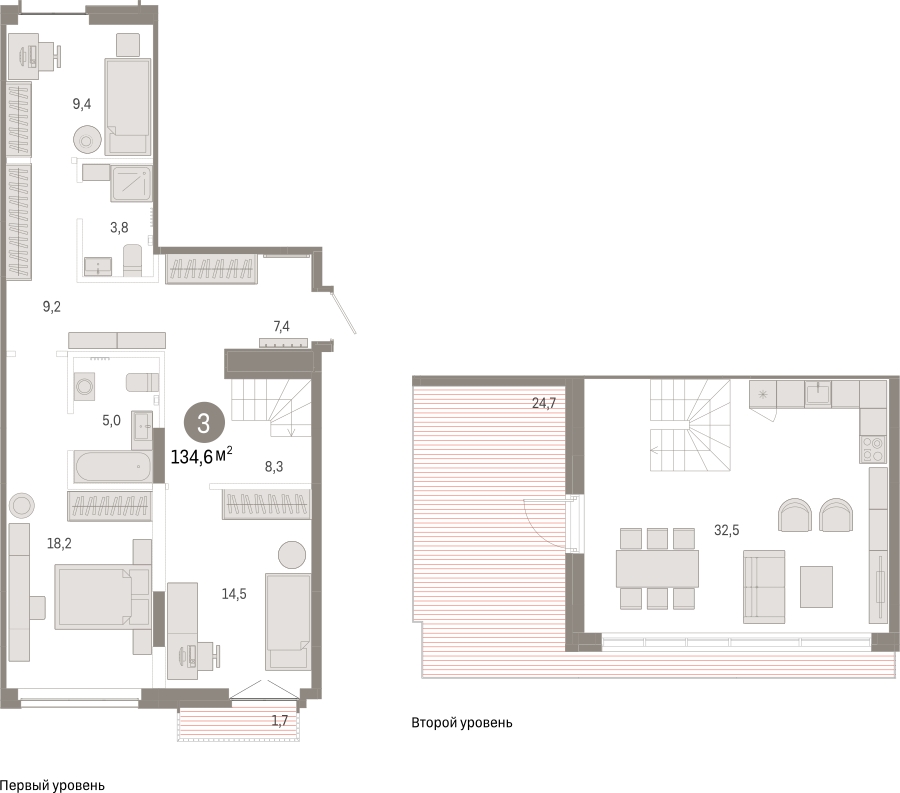 3-комнатная квартира в ЖК HighWay на 6 этаже в 6 секции. Сдача в 4 кв. 2023 г.