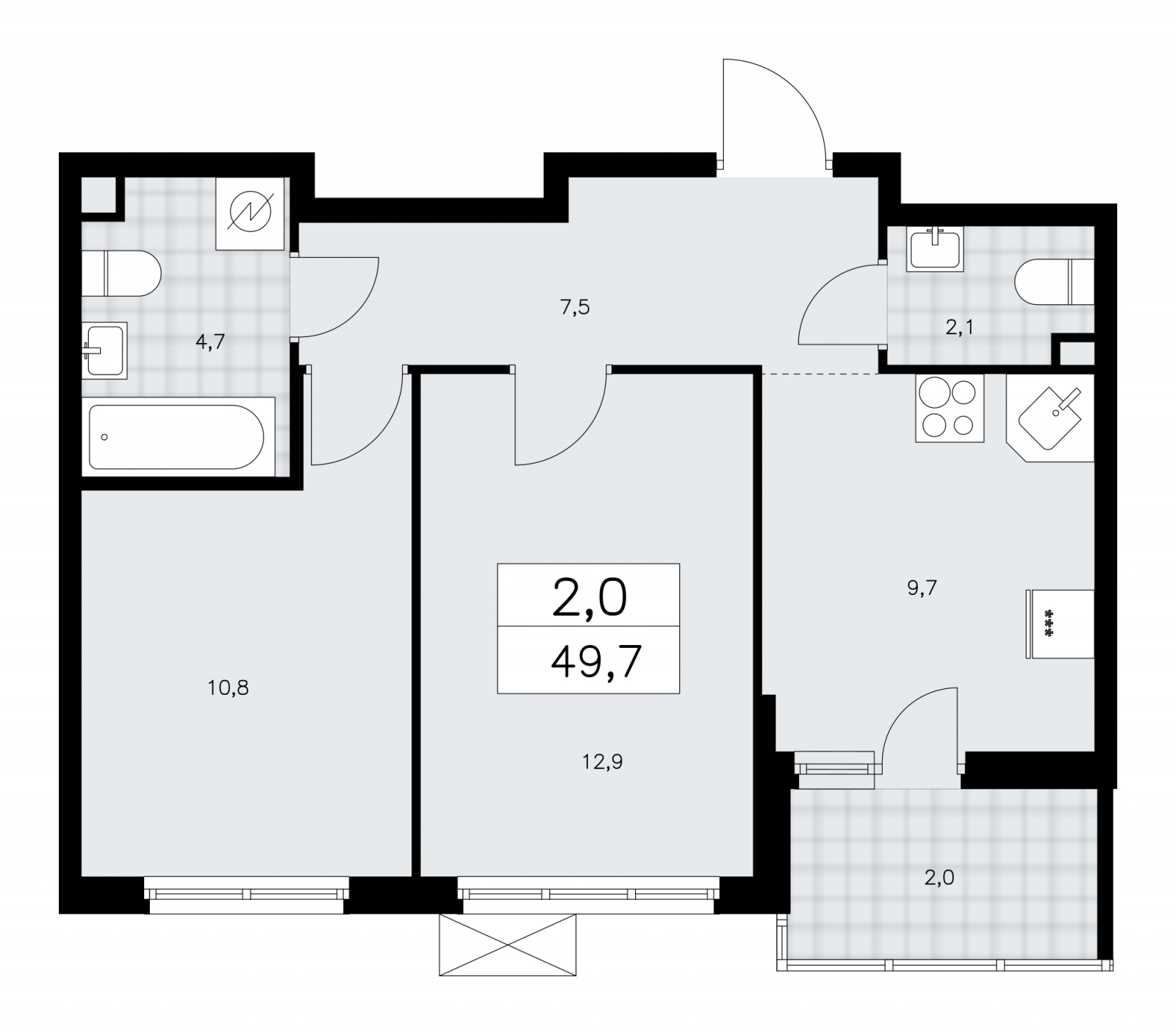 1-комнатная квартира (Студия) в ЖК HighWay на 6 этаже в 2 секции. Сдача в 4 кв. 2023 г.