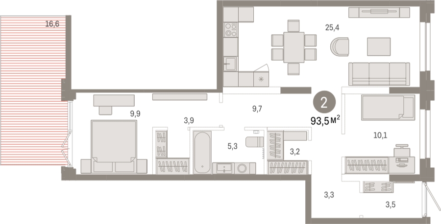 2-комнатная квартира с отделкой в ЖК А101 Всеволожск на 9 этаже в 3 секции. Сдача в 3 кв. 2025 г.