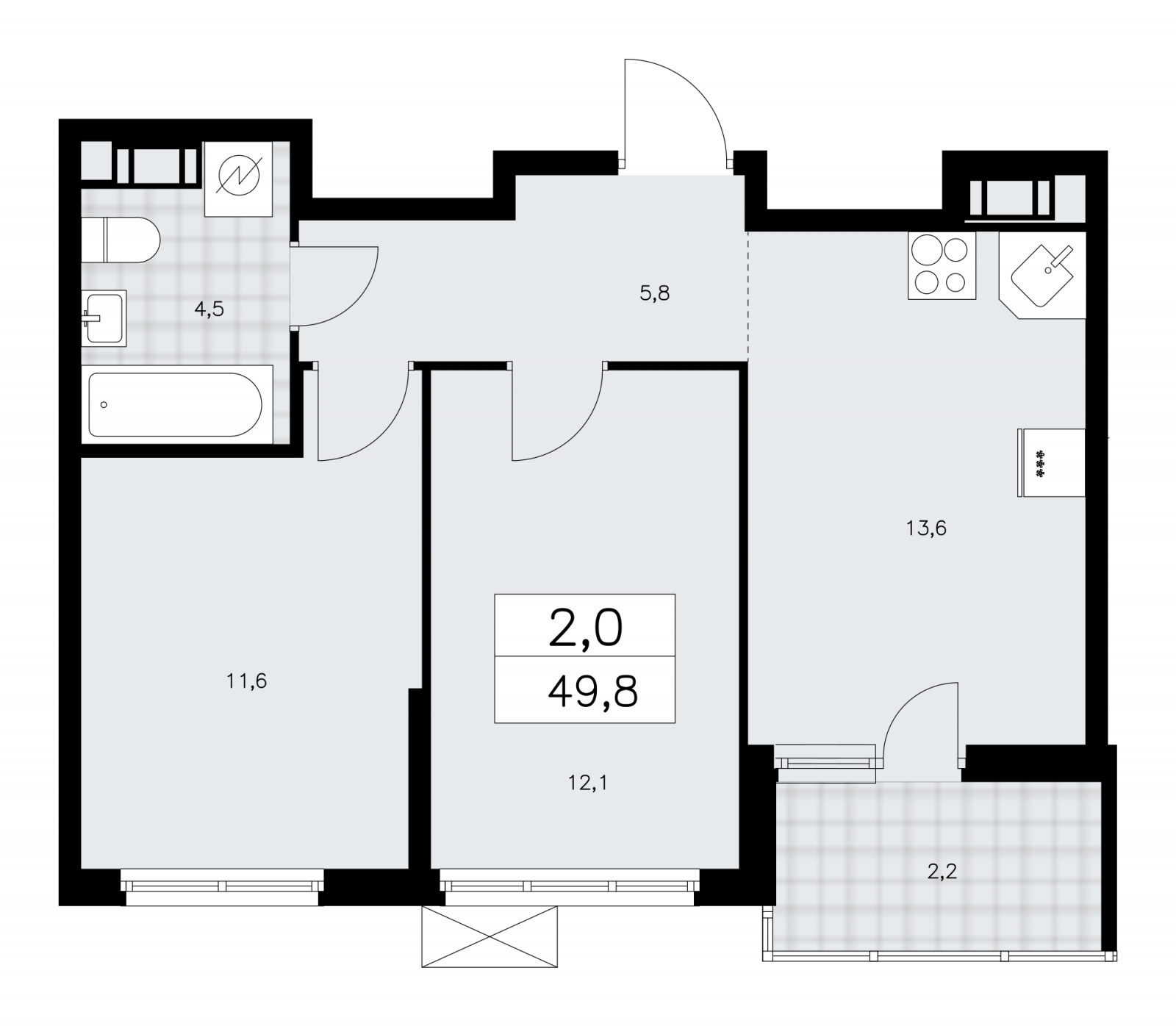 1-комнатная квартира (Студия) с отделкой в ЖК UP-квартал «Воронцовский» на 11 этаже в 1 секции. Сдача в 2 кв. 2026 г.