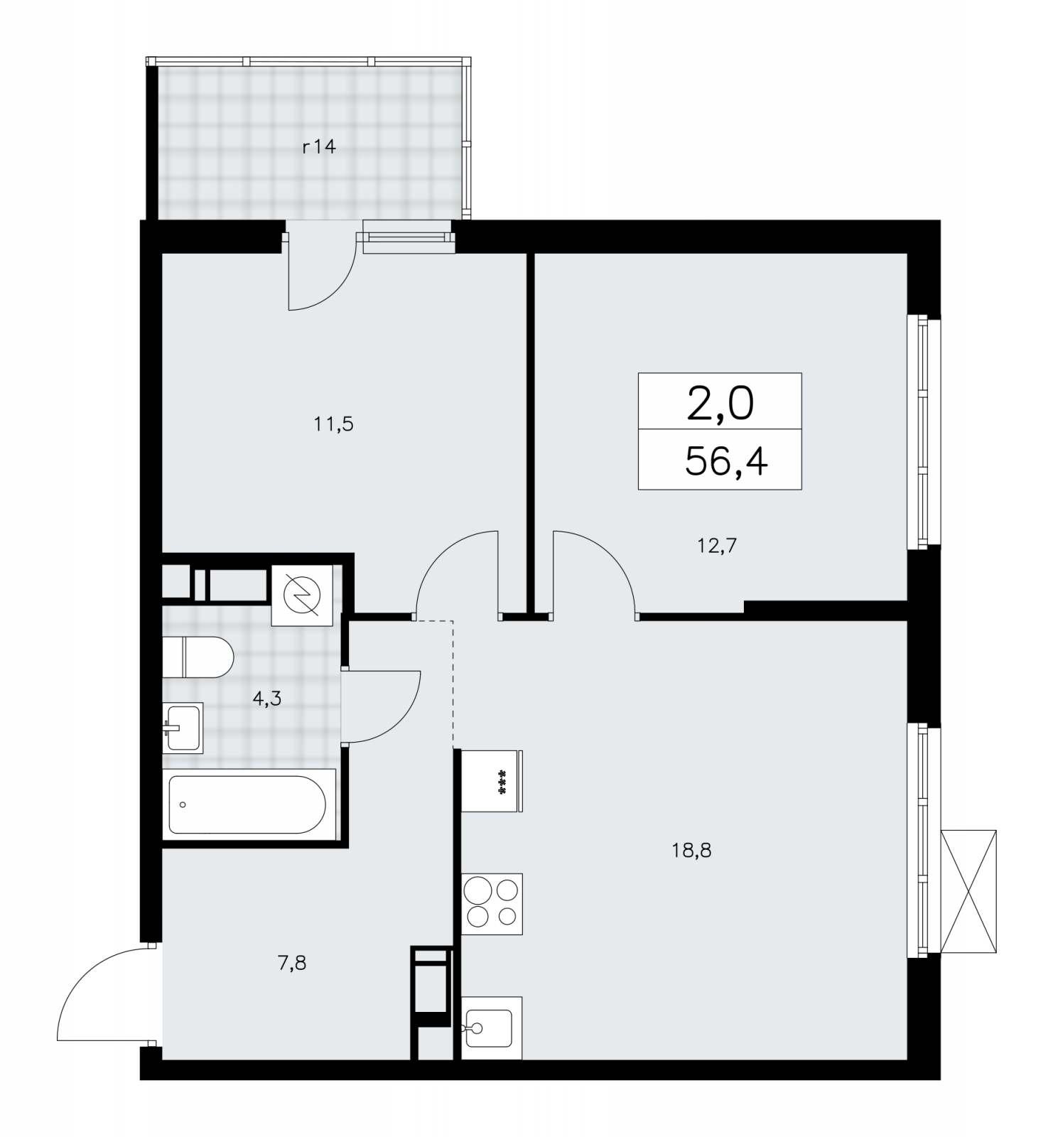 3-комнатная квартира с отделкой в ЖК Республики 205 на 17 этаже в 1 секции. Сдача в 4 кв. 2025 г.