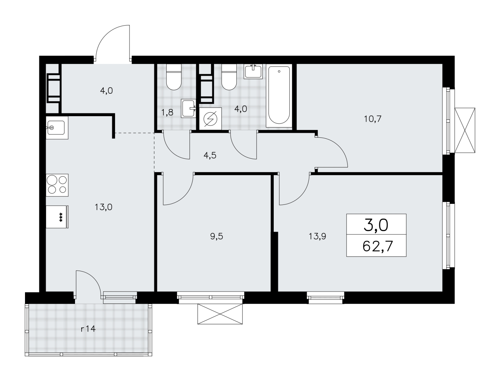 4-комнатная квартира с отделкой в ЖК Eniteo на 33 этаже в 1 секции. Дом сдан.