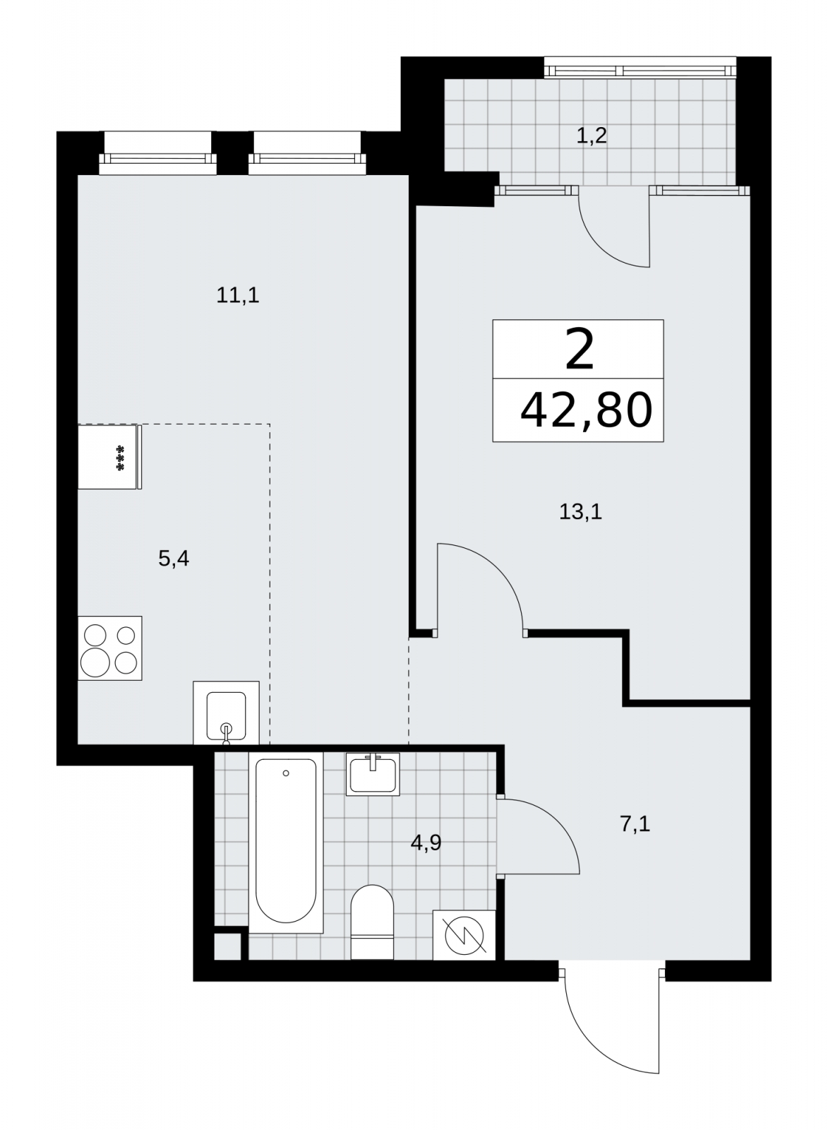 1-комнатная квартира с отделкой в ЖК Республики 205 на 8 этаже в 10 секции. Сдача в 4 кв. 2025 г.