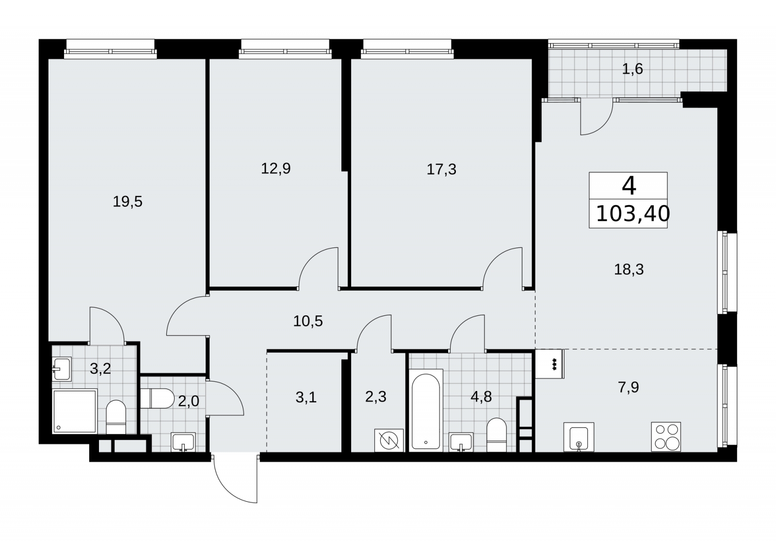 3-комнатная квартира с отделкой в ЖК Астон.Отрадный на 29 этаже в 1 секции. Сдача в 4 кв. 2024 г.
