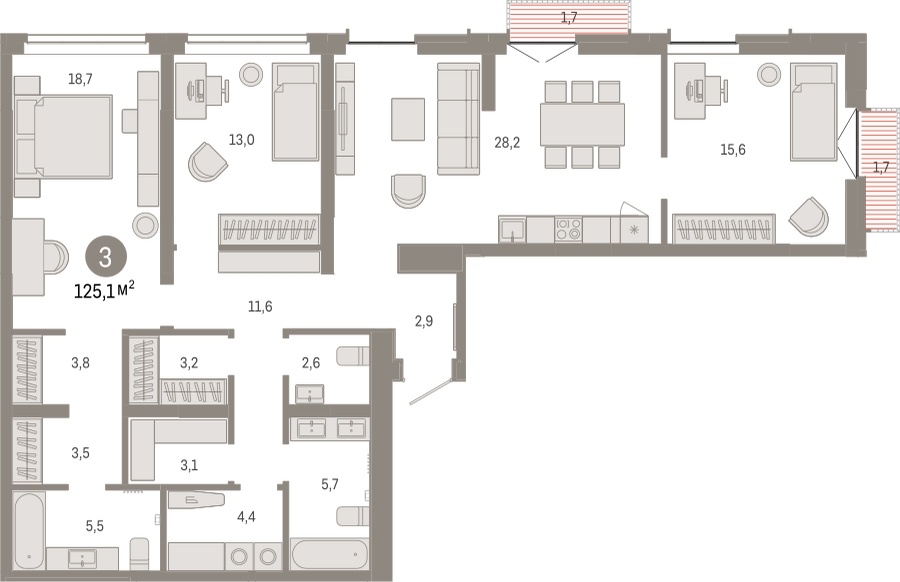 2-комнатная квартира с отделкой в ЖК Дом Достижение на 28 этаже в IV секции. Сдача в 3 кв. 2023 г.
