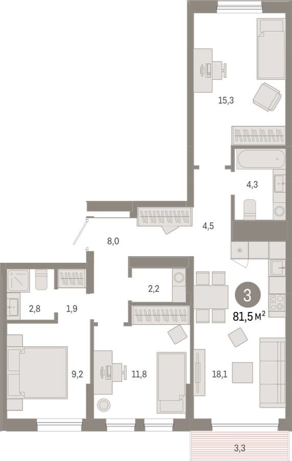 2-комнатная квартира с отделкой в ЖК Дом Достижение на 21 этаже в IV секции. Сдача в 3 кв. 2023 г.