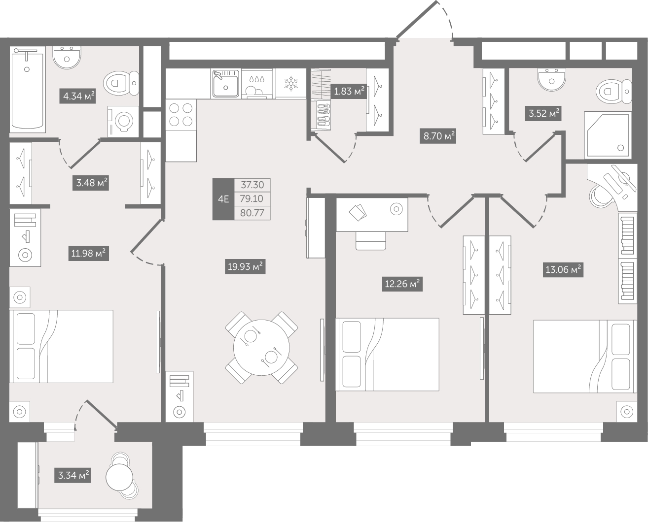 2-комнатная квартира с отделкой в ЖК Новая Ливадия на 11 этаже в 1 секции. Сдача в 1 кв. 2026 г.