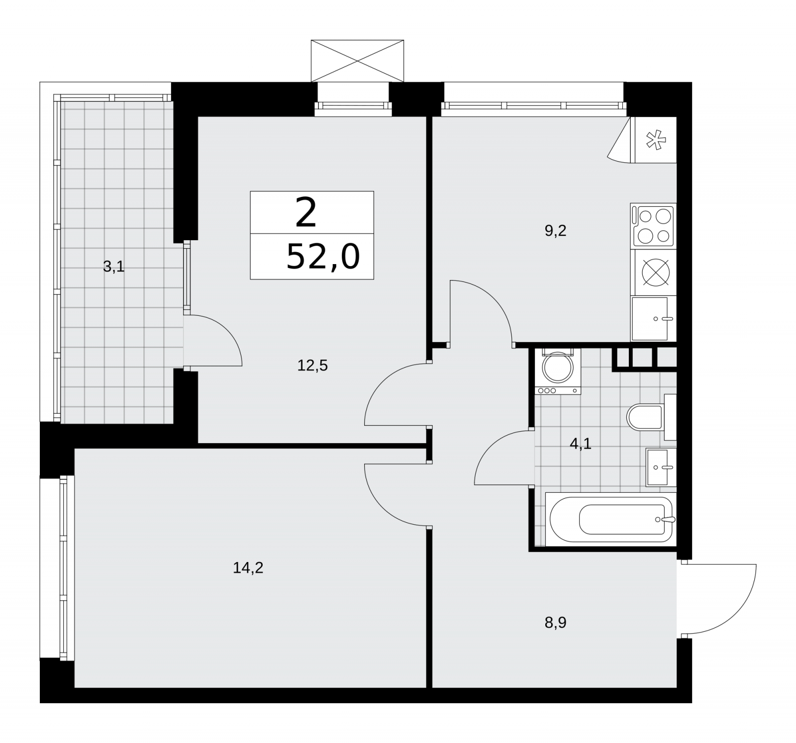 2-комнатная квартира в ЖК Инноватор на 20 этаже в 1 секции. Сдача в 1 кв. 2024 г.