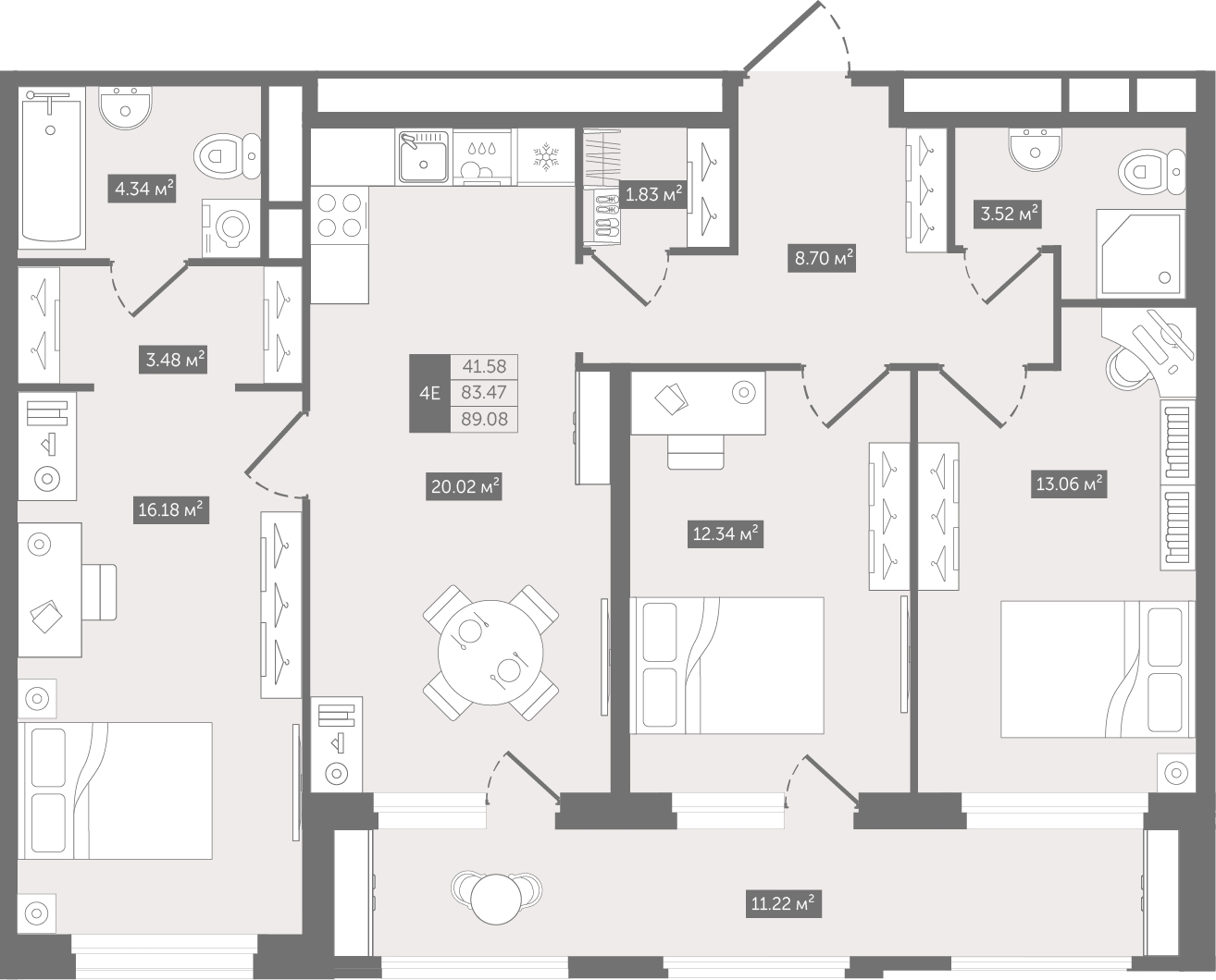 1-комнатная квартира (Студия) с отделкой в ЖК UP-квартал «Воронцовский» на 8 этаже в 2 секции. Сдача в 2 кв. 2026 г.
