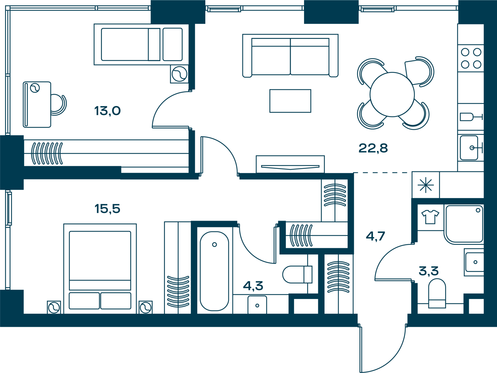 1-комнатная квартира в ЖК Инноватор на 9 этаже в 1 секции. Сдача в 1 кв. 2024 г.