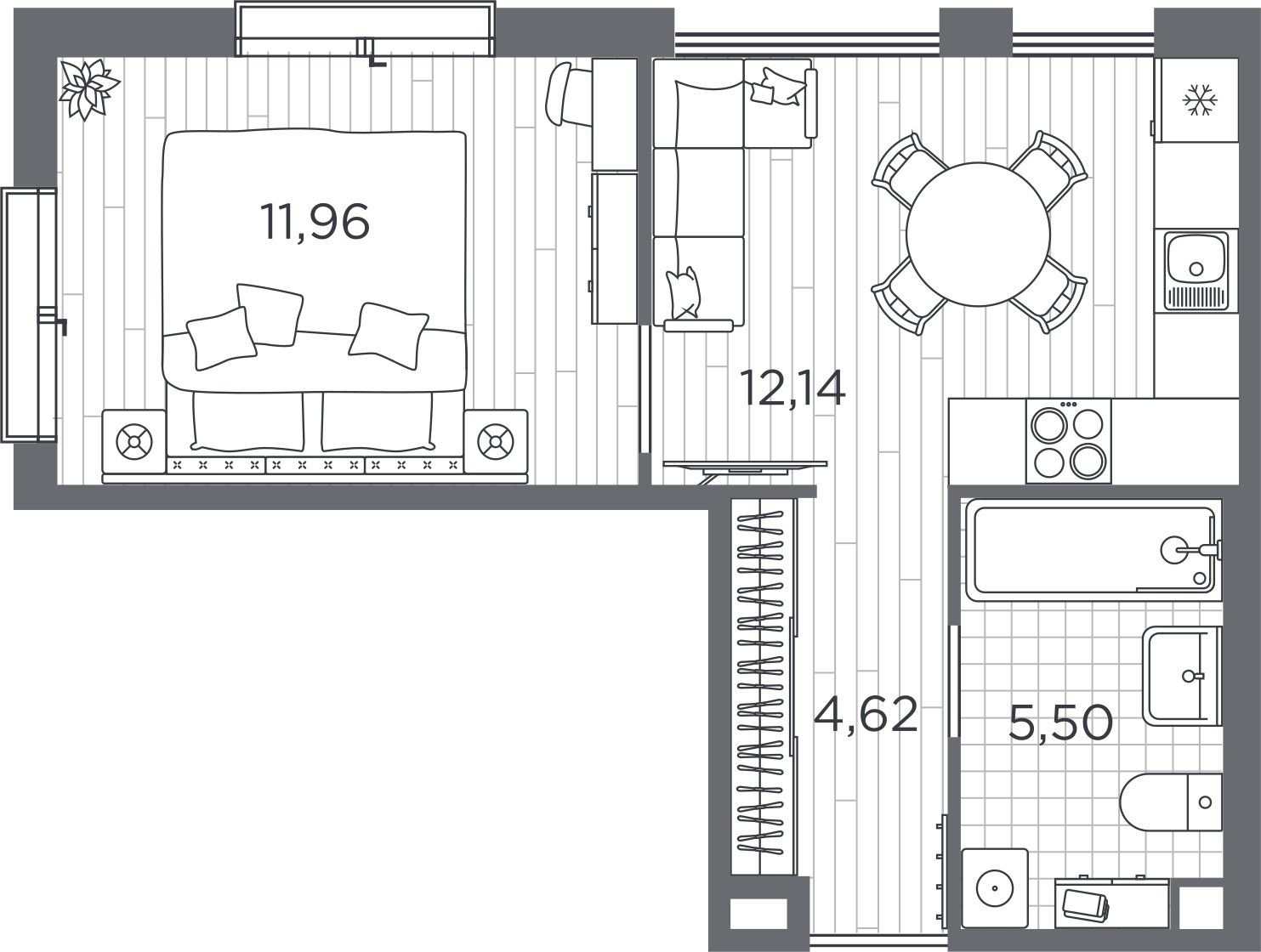 3-комнатная квартира в ЖК Родные кварталы на 8 этаже в 4 секции. Сдача в 3 кв. 2026 г.