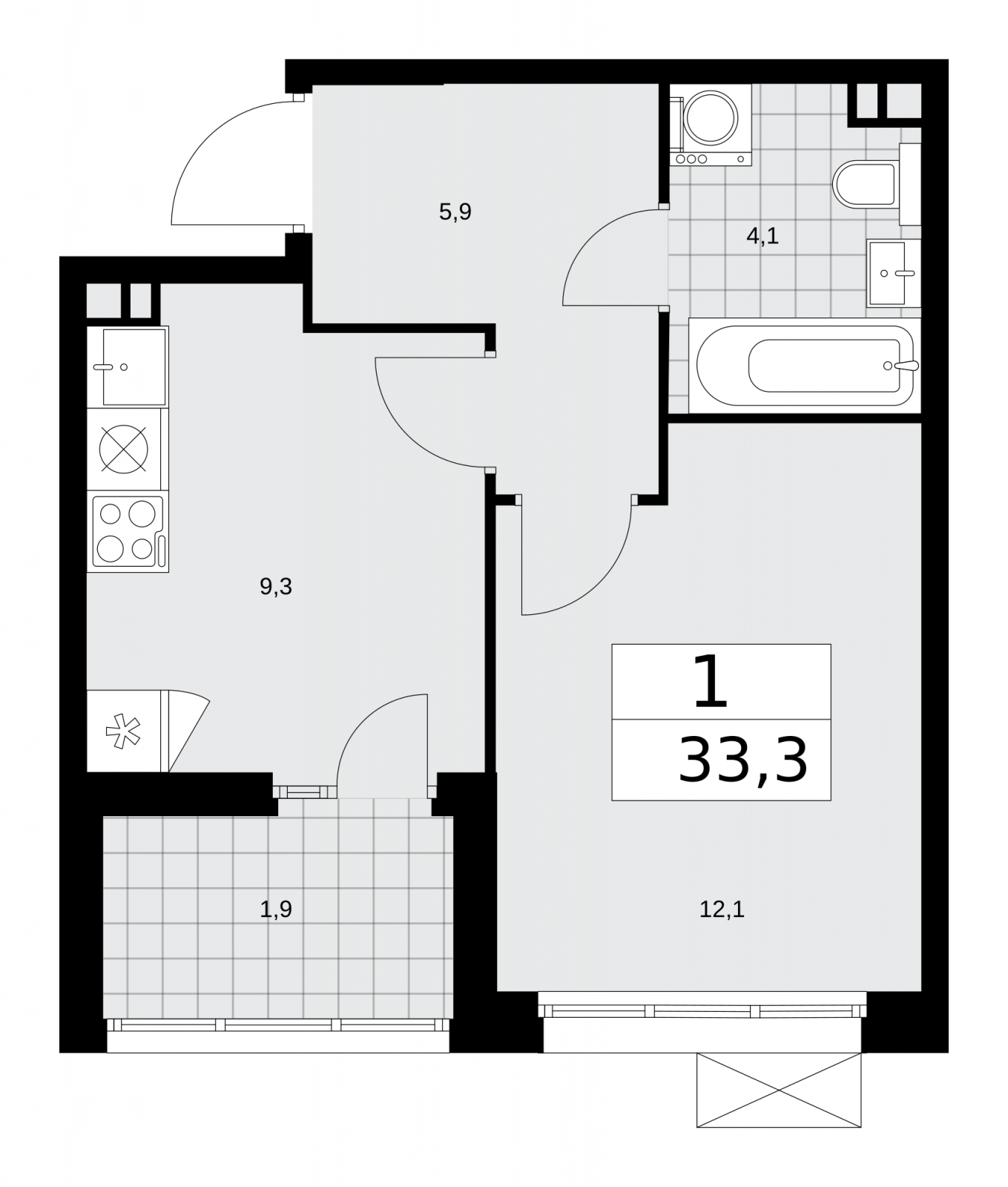 1-комнатная квартира с отделкой в ЖК UP-квартал «Воронцовский» на 7 этаже в 1 секции. Сдача в 2 кв. 2026 г.