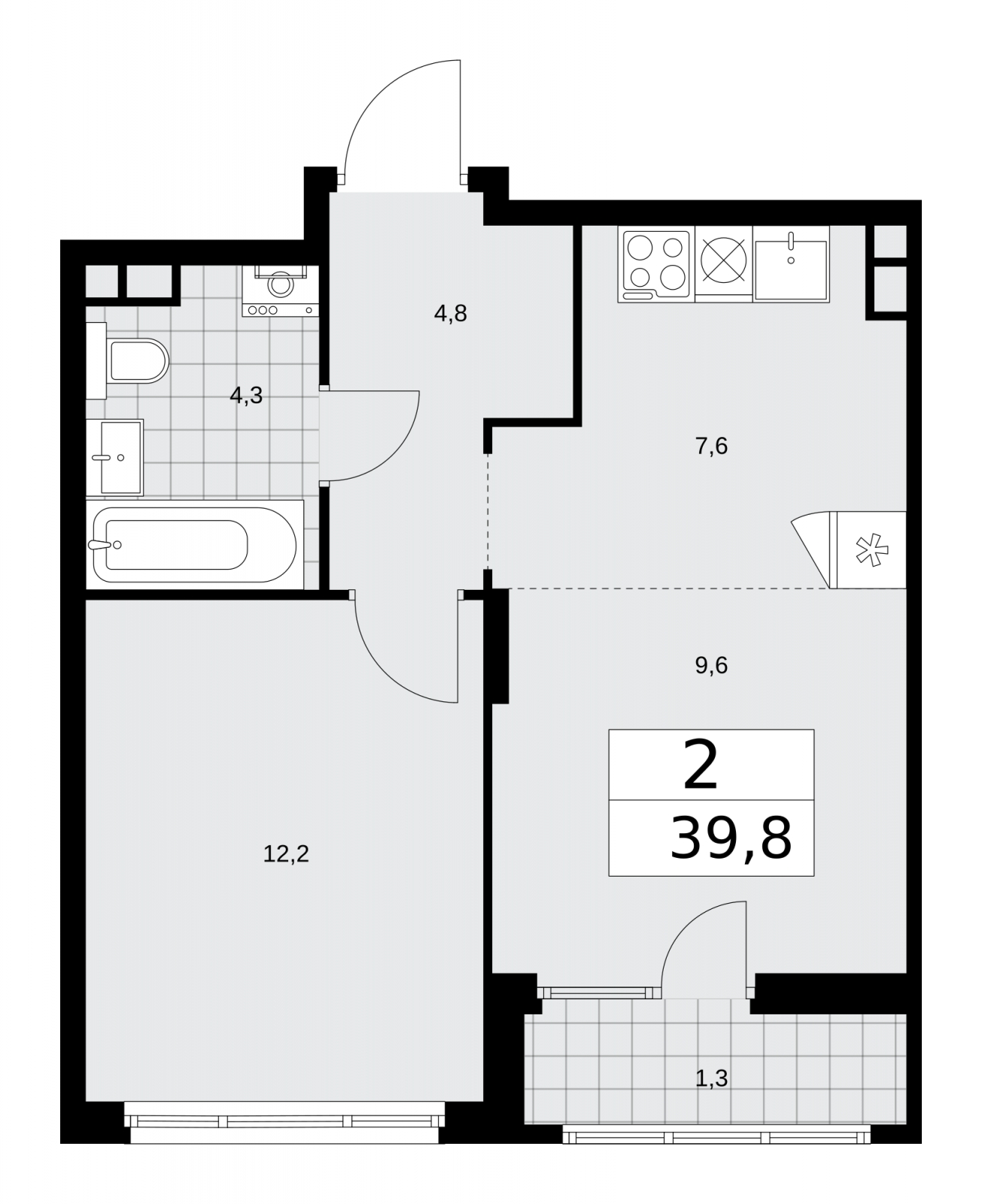 3-комнатная квартира с отделкой в ЖК UP-квартал «Воронцовский» на 2 этаже в 2 секции. Сдача в 2 кв. 2026 г.