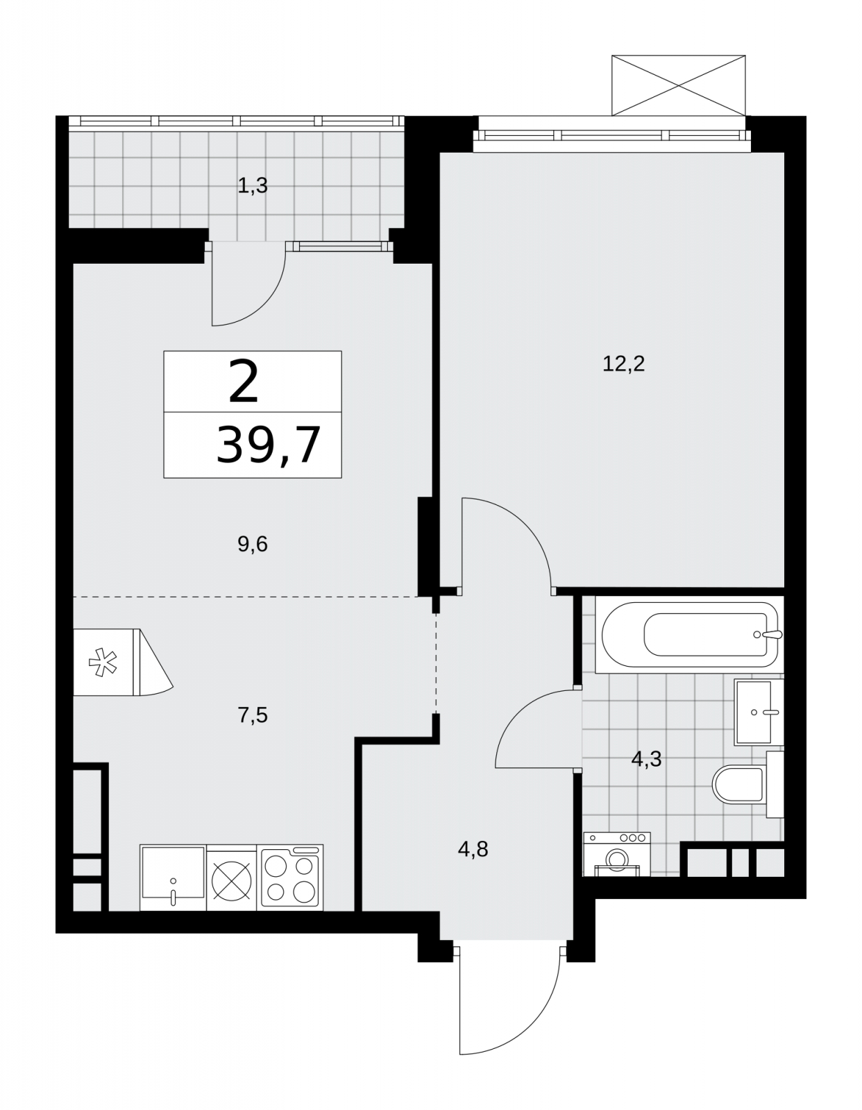 1-комнатная квартира с отделкой в ЖК UP-квартал «Воронцовский» на 3 этаже в 2 секции. Сдача в 2 кв. 2026 г.