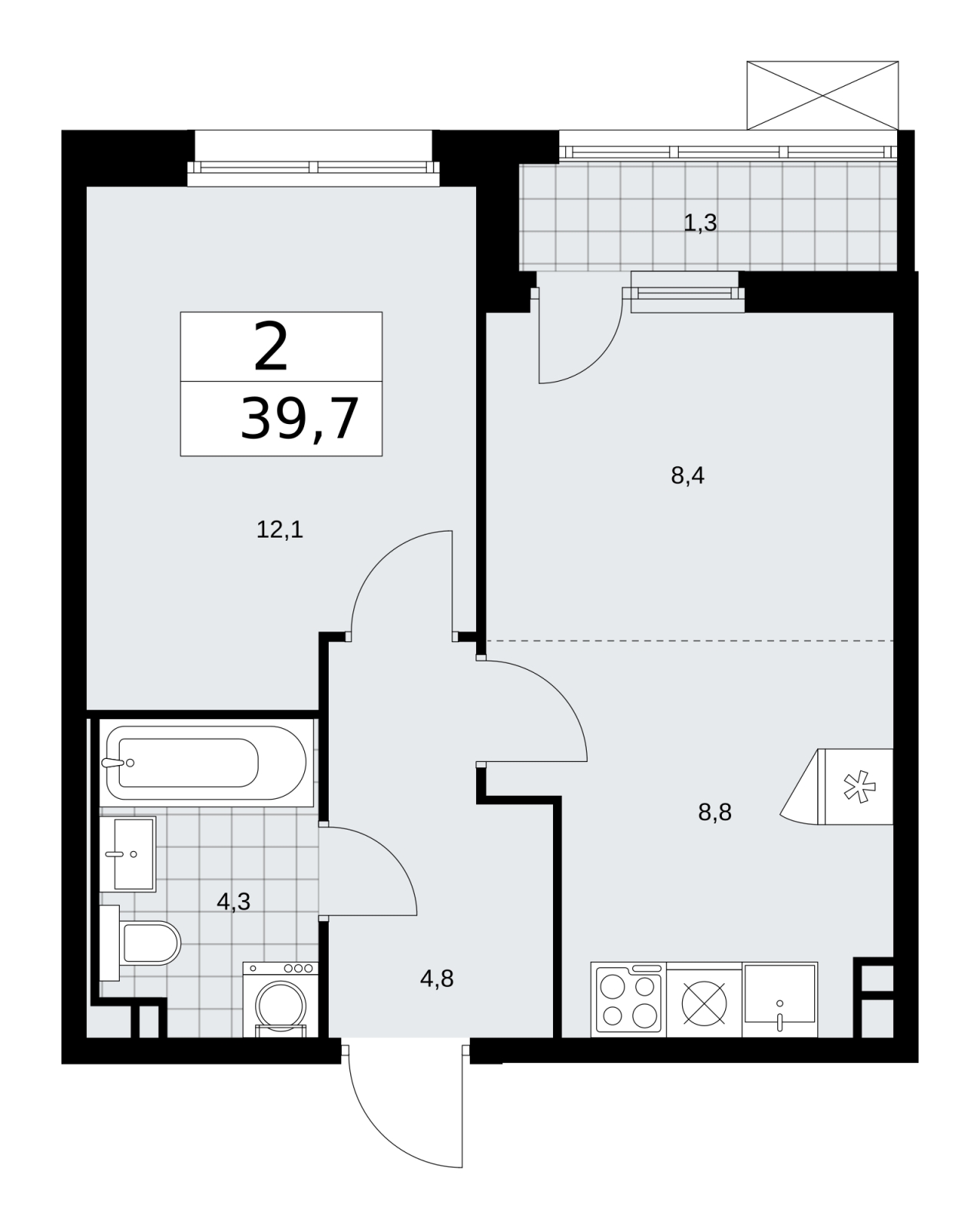 3-комнатная квартира с отделкой в ЖК Скандинавия на 14 этаже в 1 секции. Сдача в 2 кв. 2026 г.