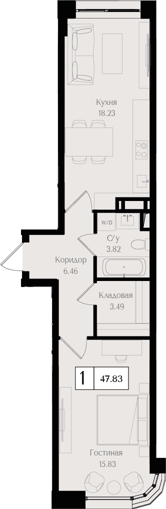 3-комнатная квартира в ЖК Родные кварталы на 6 этаже в 9 секции. Сдача в 3 кв. 2026 г.
