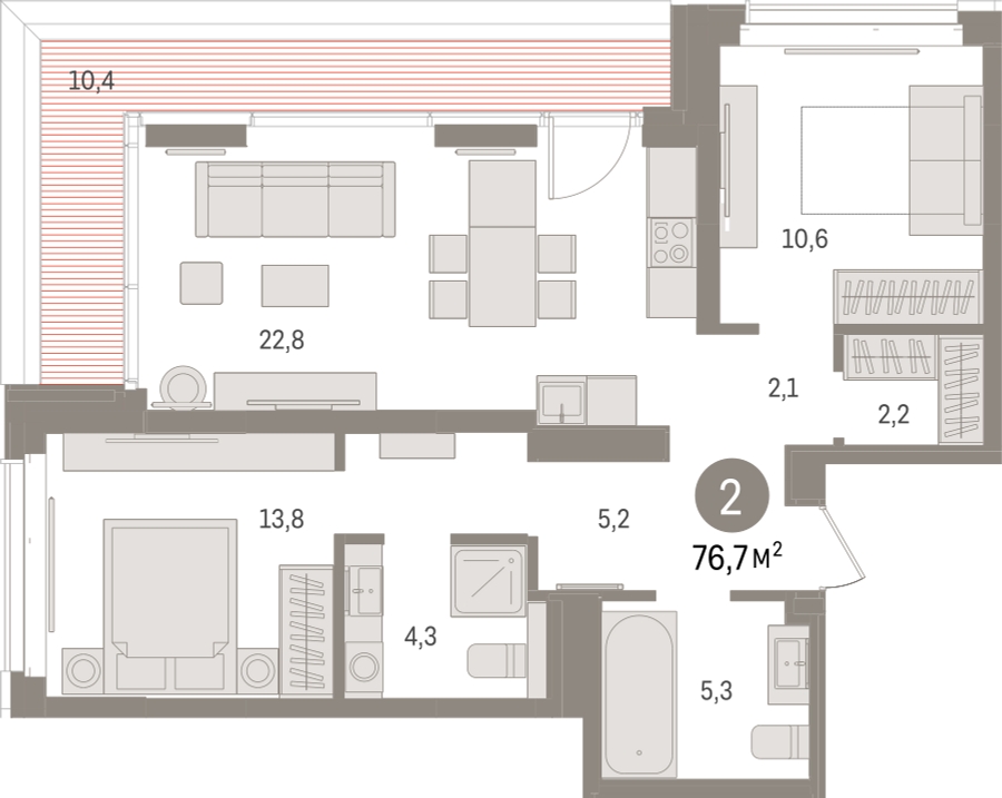 3-комнатная квартира в ЖК Родные кварталы на 3 этаже в 8 секции. Сдача в 3 кв. 2026 г.