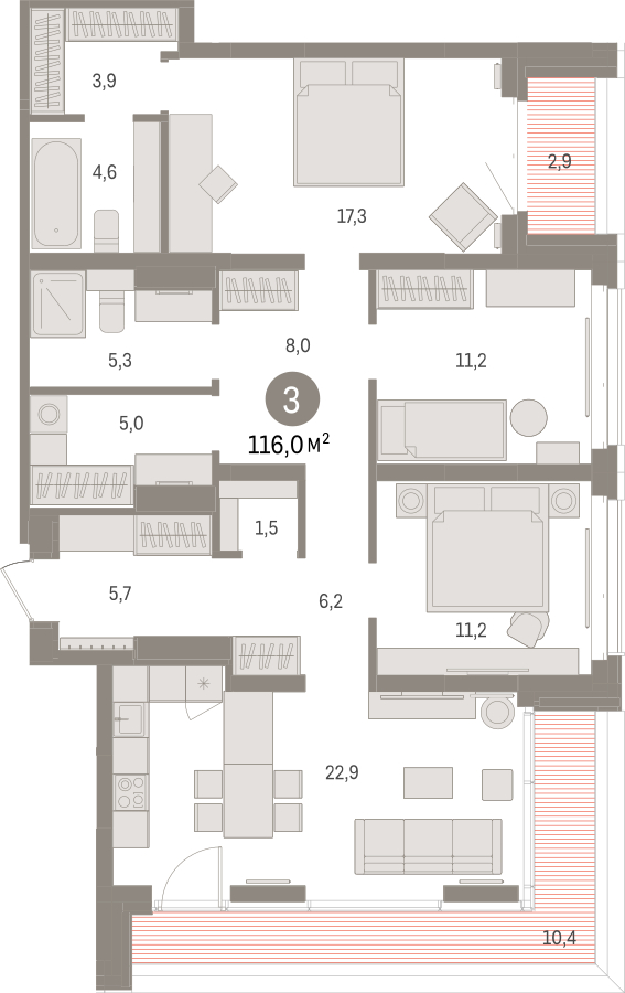 1-комнатная квартира (Студия) в ЖК Деснаречье на 2 этаже в 2 секции. Сдача в 1 кв. 2026 г.