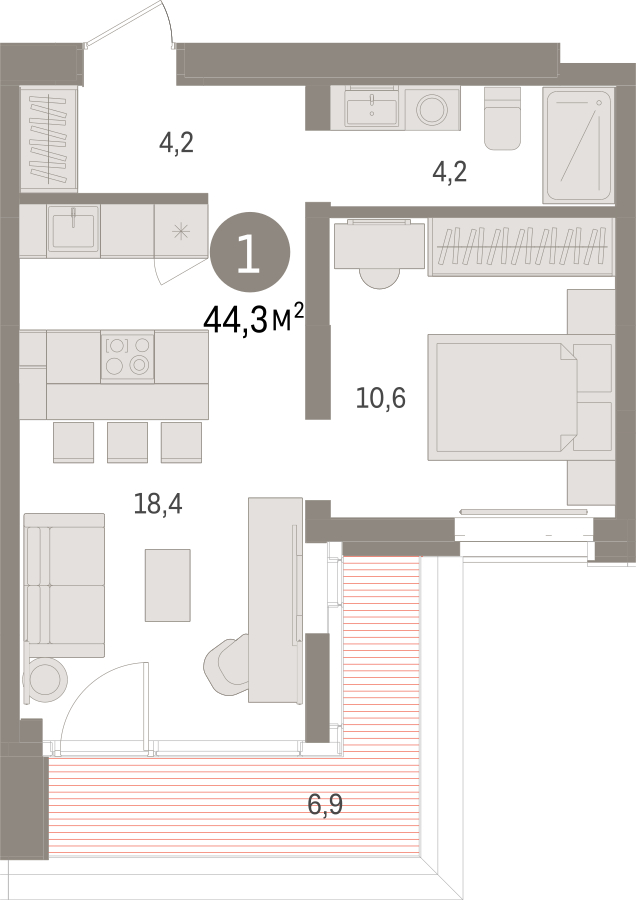 3-комнатная квартира с отделкой в ЖК Новые Ватутинки. Заречный на 6 этаже в 4 секции. Сдача в 1 кв. 2025 г.