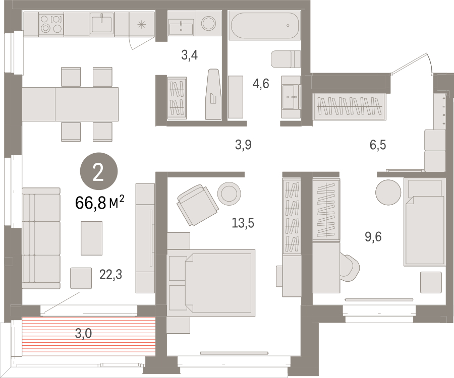1-комнатная квартира (Студия) с отделкой в ЖК UP-квартал «Воронцовский» на 8 этаже в 2 секции. Сдача в 2 кв. 2026 г.