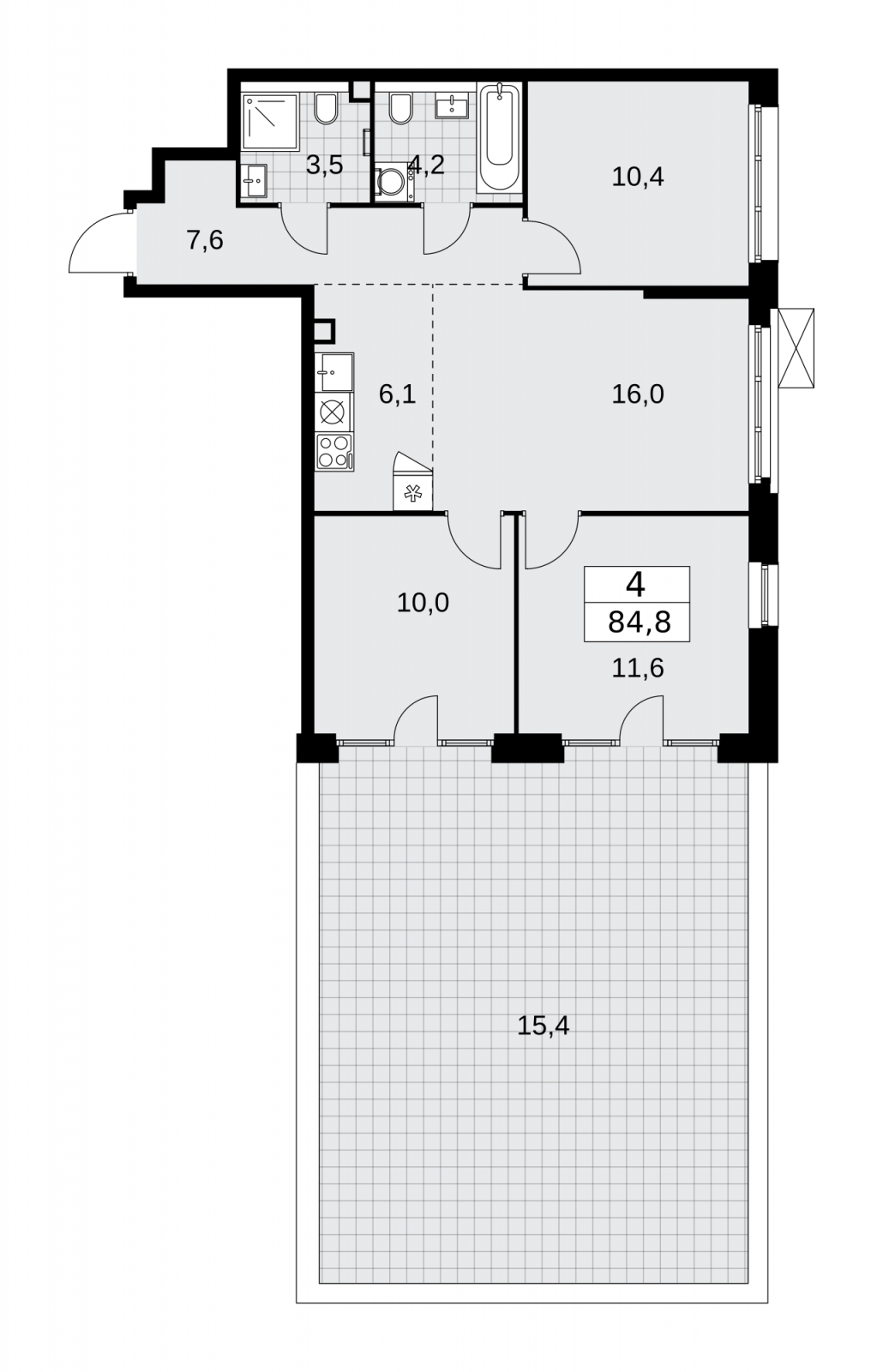 1-комнатная квартира с отделкой в ЖК UP-квартал «Воронцовский» на 9 этаже в 2 секции. Сдача в 2 кв. 2026 г.