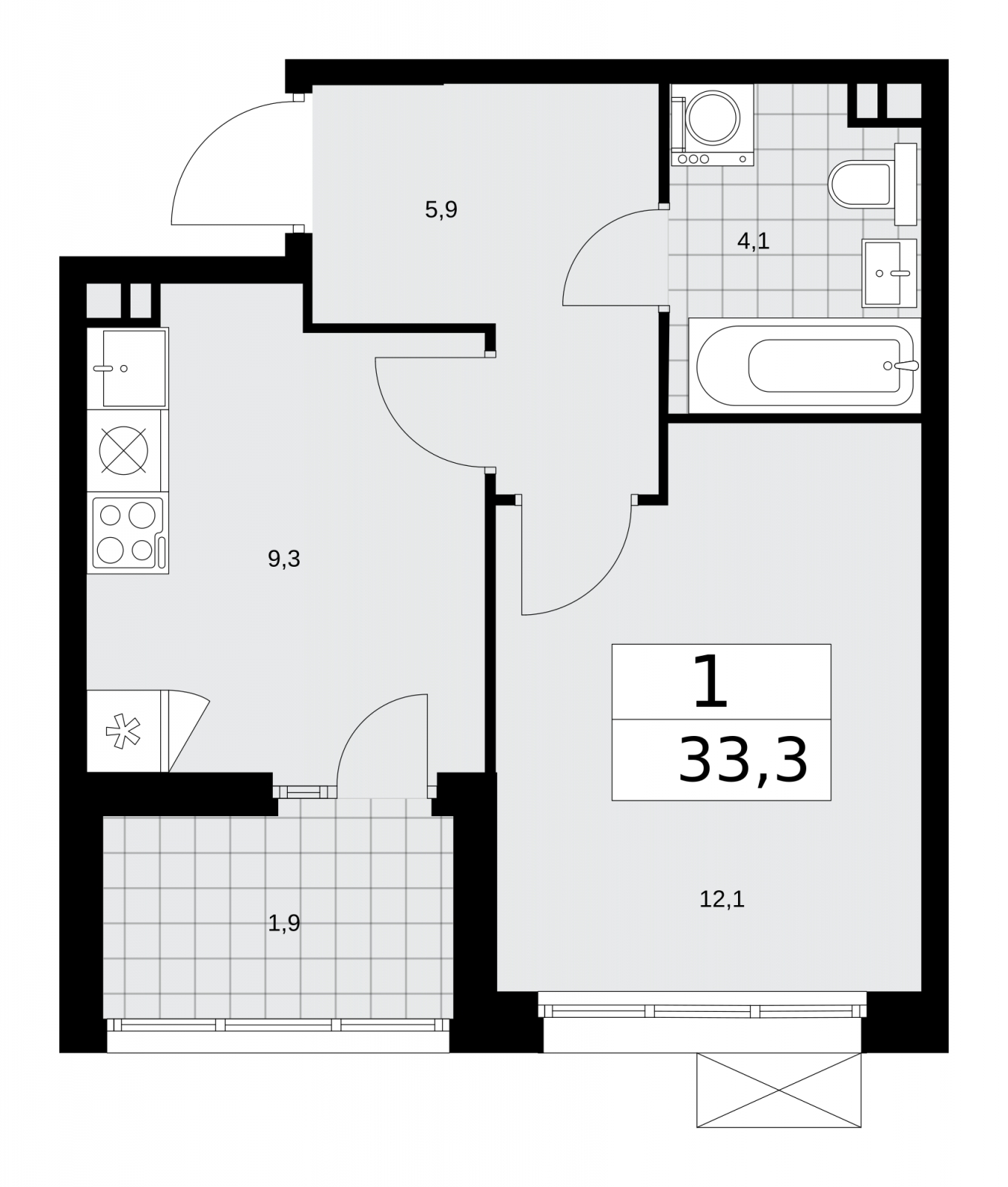 4-комнатная квартира в ЖК Деснаречье на 6 этаже в 3 секции. Сдача в 1 кв. 2026 г.