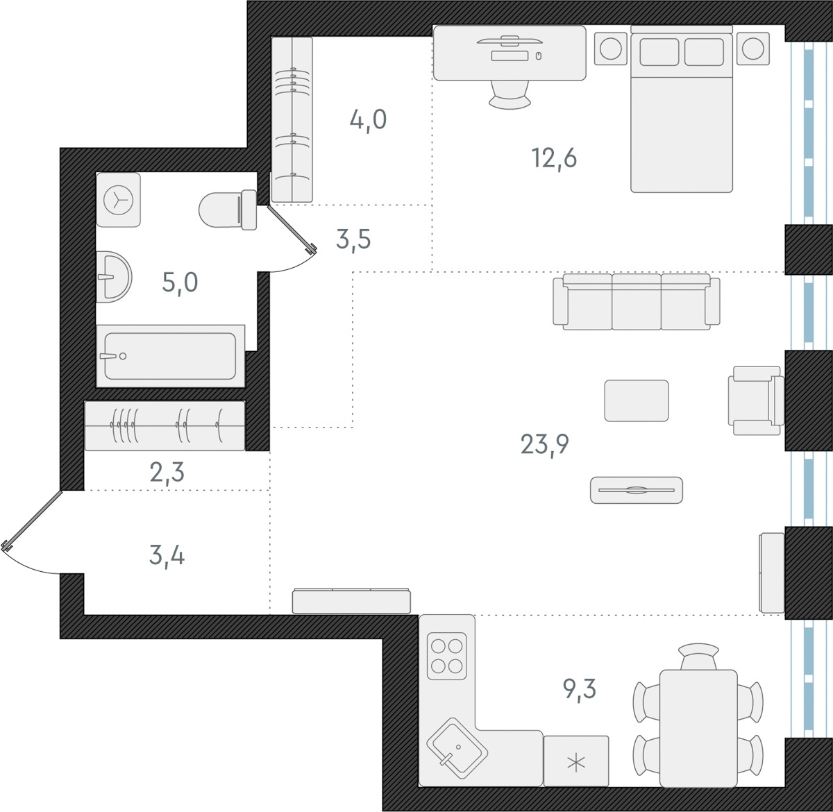 4-комнатная квартира с отделкой в ЖК Родные кварталы на 3 этаже в 1 секции. Сдача в 4 кв. 2026 г.