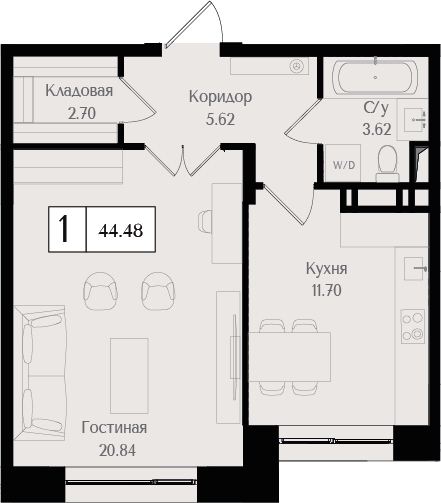 2-комнатная квартира с отделкой в ЖК Родные кварталы на 8 этаже в 1 секции. Сдача в 4 кв. 2026 г.
