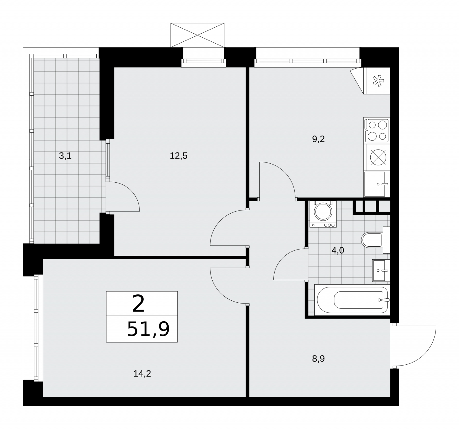 2-комнатная квартира с отделкой в ЖК Республики 205 на 7 этаже в 10 секции. Сдача в 4 кв. 2025 г.