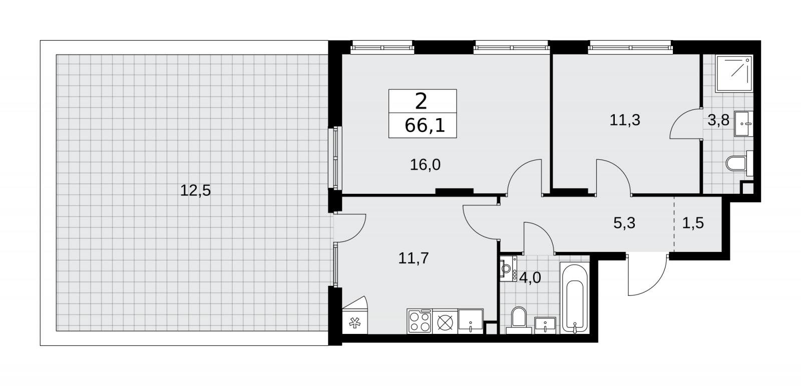 4-комнатная квартира с отделкой в ЖК Родные кварталы на 8 этаже в 2 секции. Сдача в 4 кв. 2026 г.