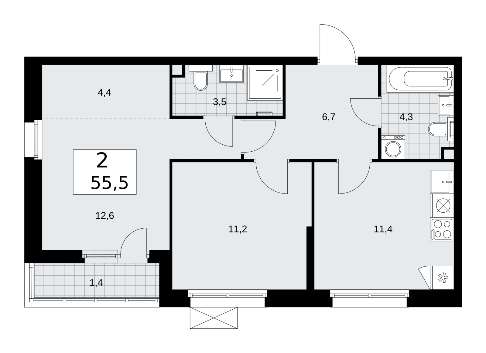 1-комнатная квартира (Студия) в ЖК Скандинавия на 9 этаже в 1 секции. Сдача в 2 кв. 2026 г.