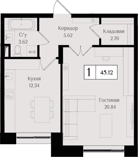 2-комнатная квартира в ЖК Деснаречье на 6 этаже в 3 секции. Сдача в 1 кв. 2026 г.