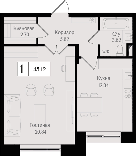 3-комнатная квартира в ЖК Деснаречье на 7 этаже в 3 секции. Сдача в 1 кв. 2026 г.