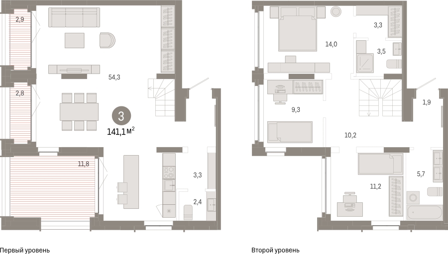 3-комнатная квартира в ЖК Михалковский на 18 этаже в 2 секции. Сдача в 1 кв. 2023 г.