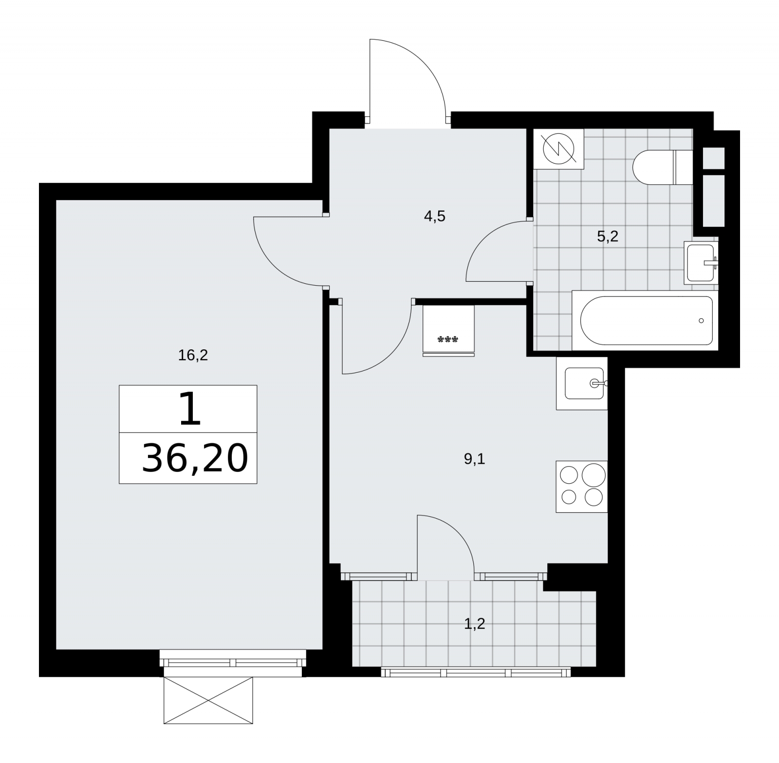 1-комнатная квартира в ЖК Деснаречье на 8 этаже в 1 секции. Сдача в 1 кв. 2026 г.