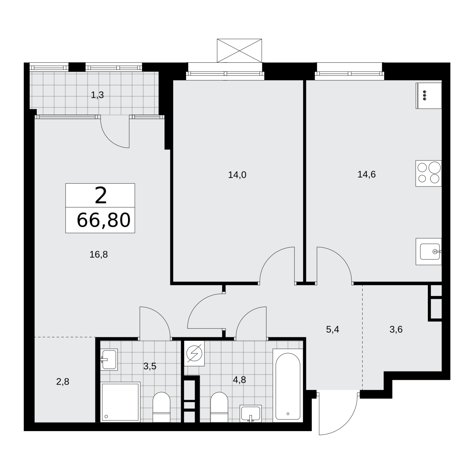 1-комнатная квартира в ЖК Деснаречье на 10 этаже в 1 секции. Сдача в 1 кв. 2026 г.