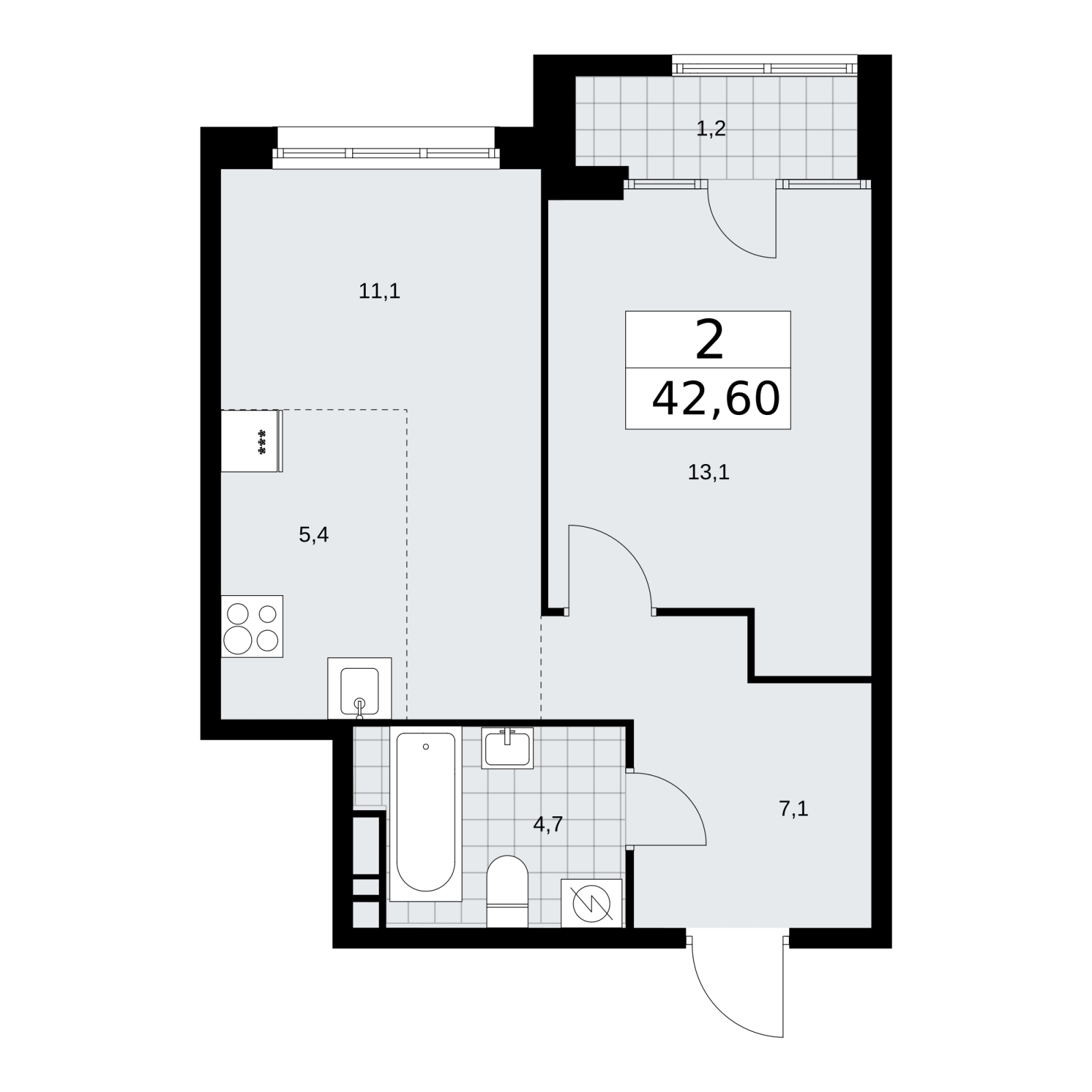 1-комнатная квартира с отделкой в ЖК А101 Всеволожск на 7 этаже в 2 секции. Сдача в 3 кв. 2025 г.