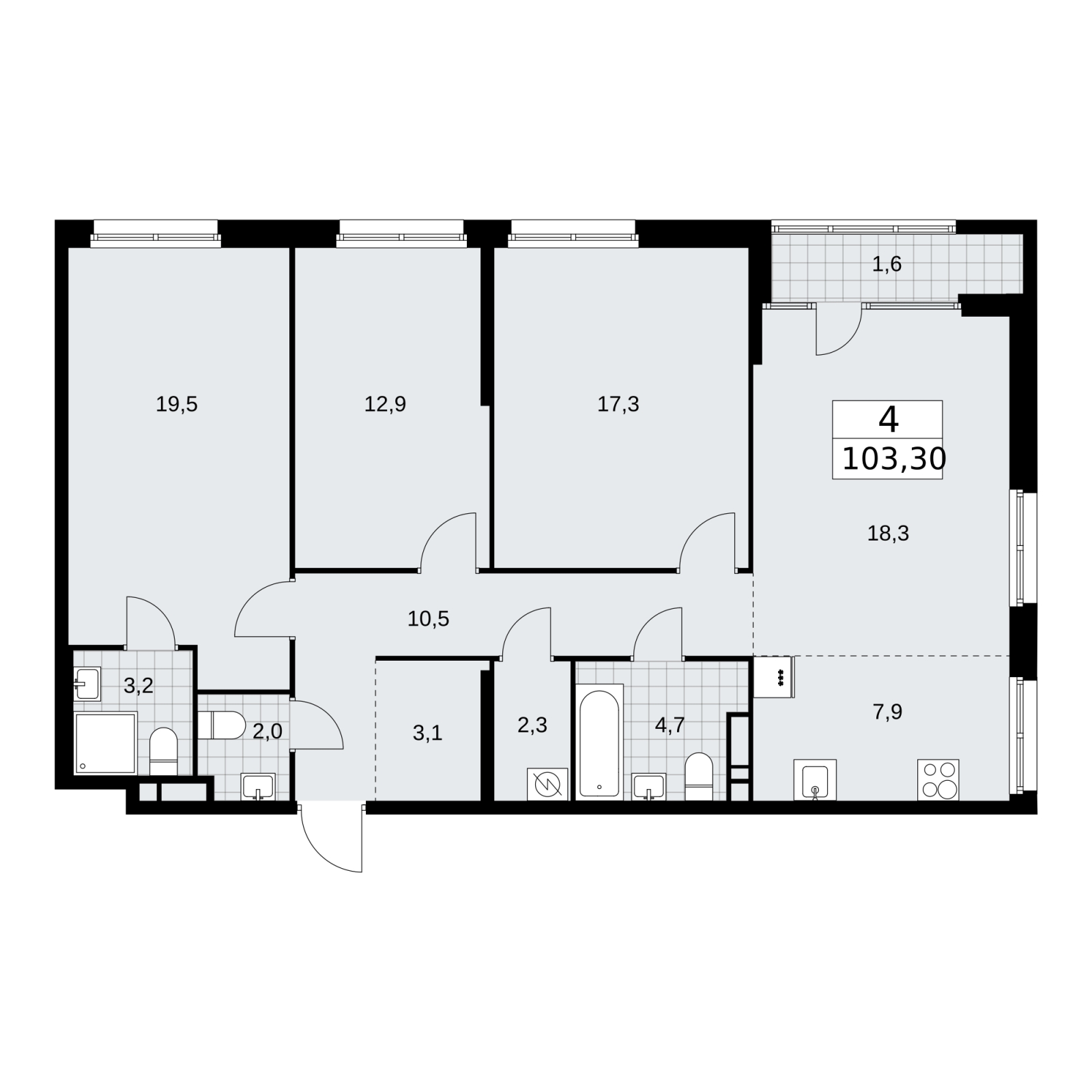 2-комнатная квартира с отделкой в ЖК Родные кварталы на 4 этаже в 6 секции. Сдача в 4 кв. 2026 г.