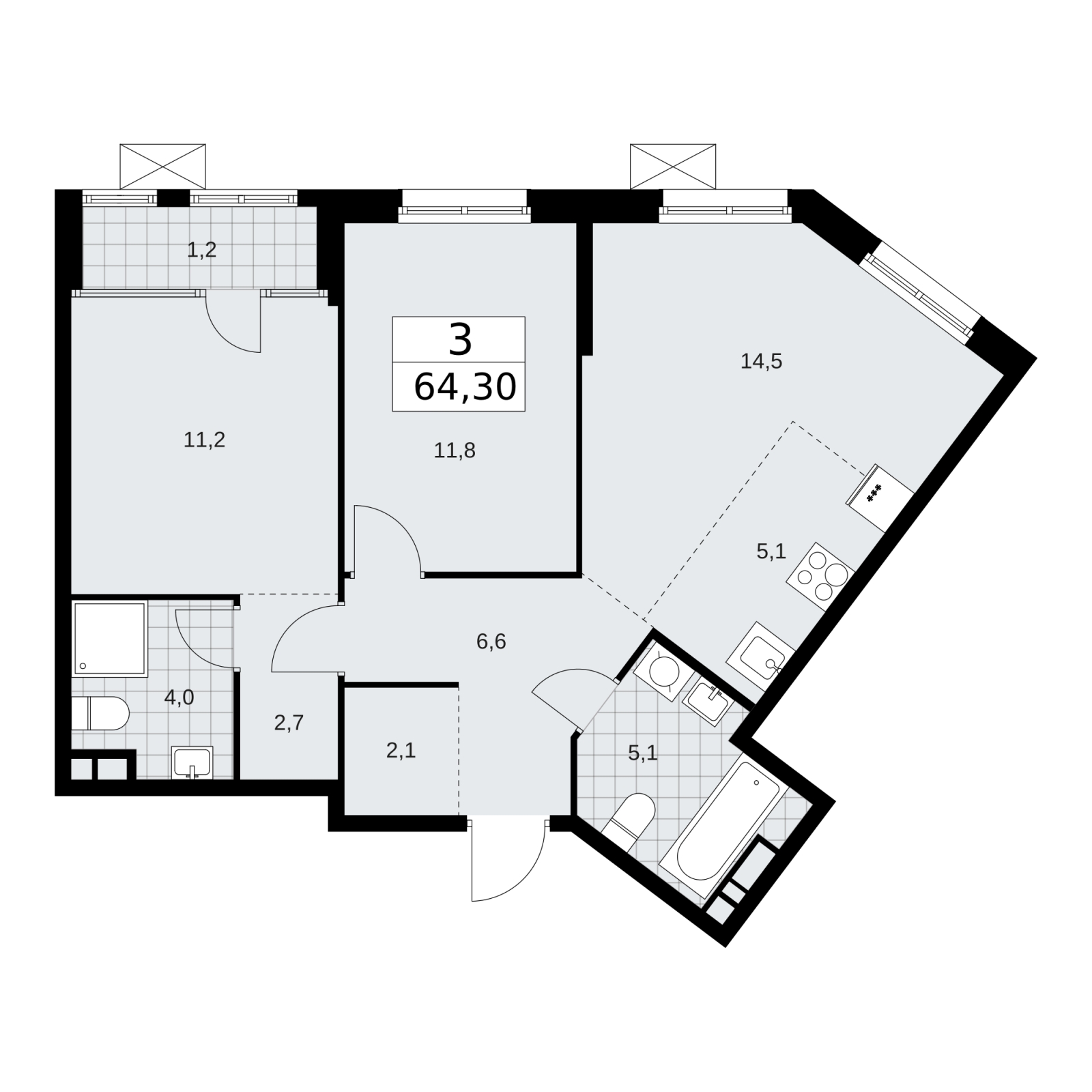 3-комнатная квартира с отделкой в ЖК Родные кварталы на 2 этаже в 4 секции. Сдача в 4 кв. 2026 г.