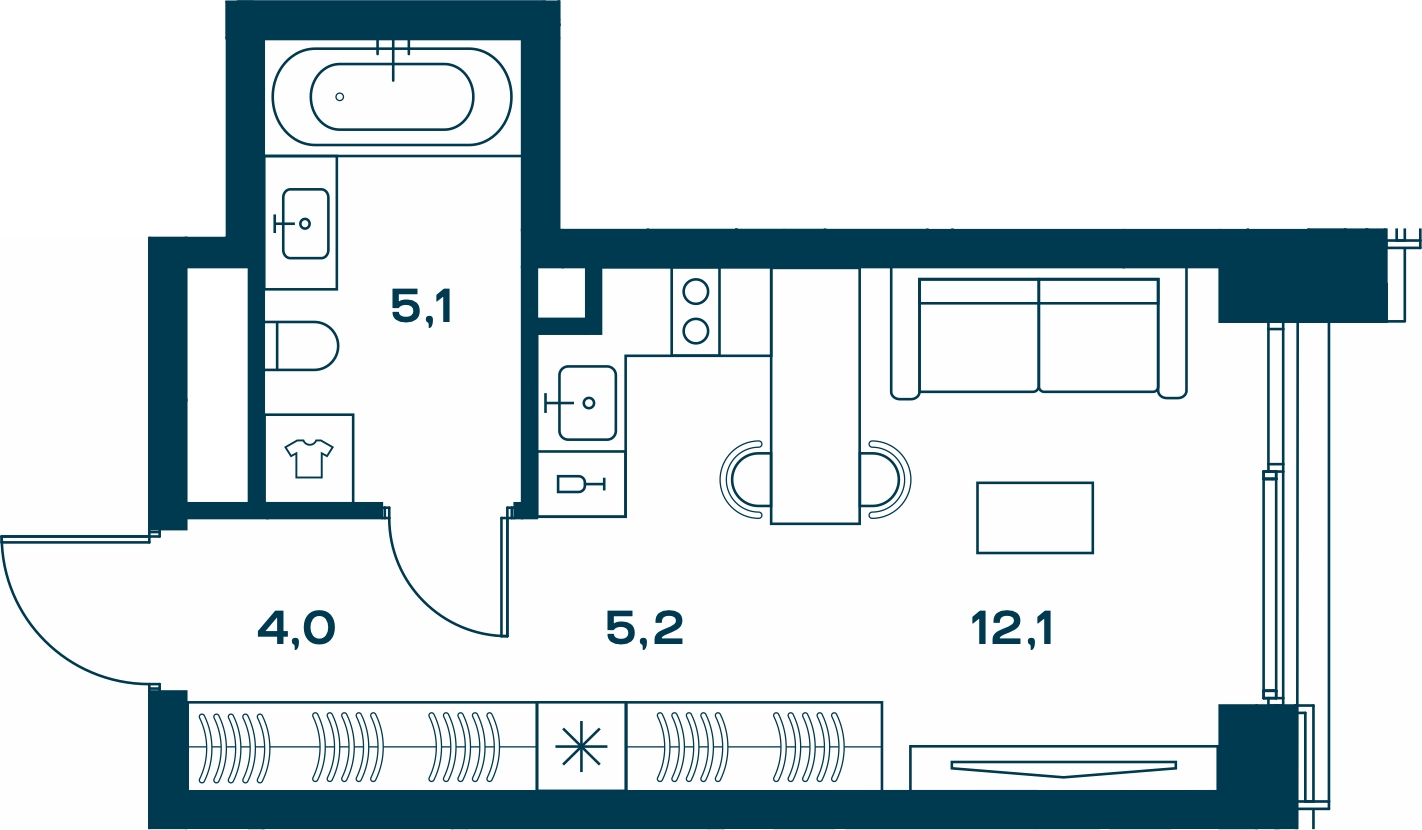 1-комнатная квартира (Студия) в ЖК Родные кварталы на 9 этаже в 7 секции. Сдача в 3 кв. 2026 г.