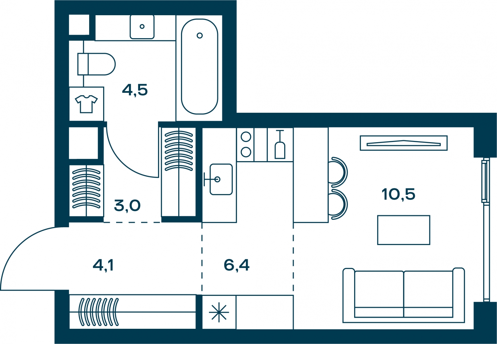 2-комнатная квартира с отделкой в ЖК Деснаречье на 7 этаже в 1 секции. Сдача в 2 кв. 2026 г.
