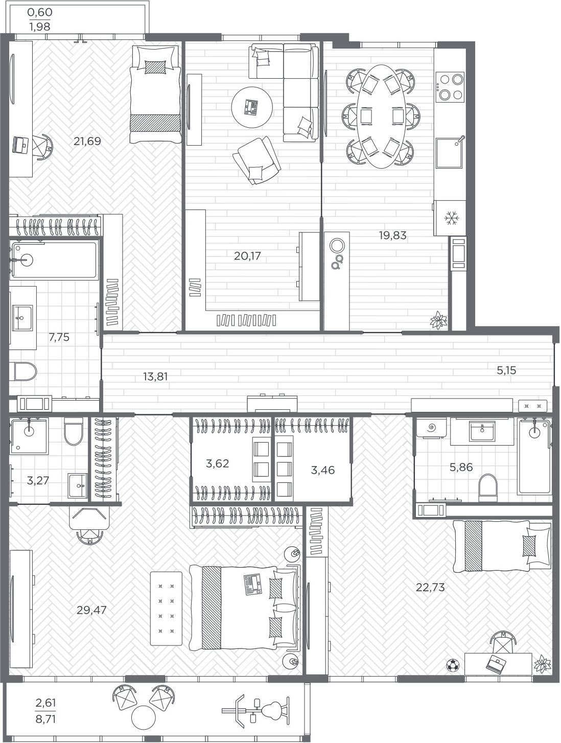 1-комнатная квартира (Студия) с отделкой в ЖК Деснаречье на 11 этаже в 1 секции. Сдача в 2 кв. 2026 г.