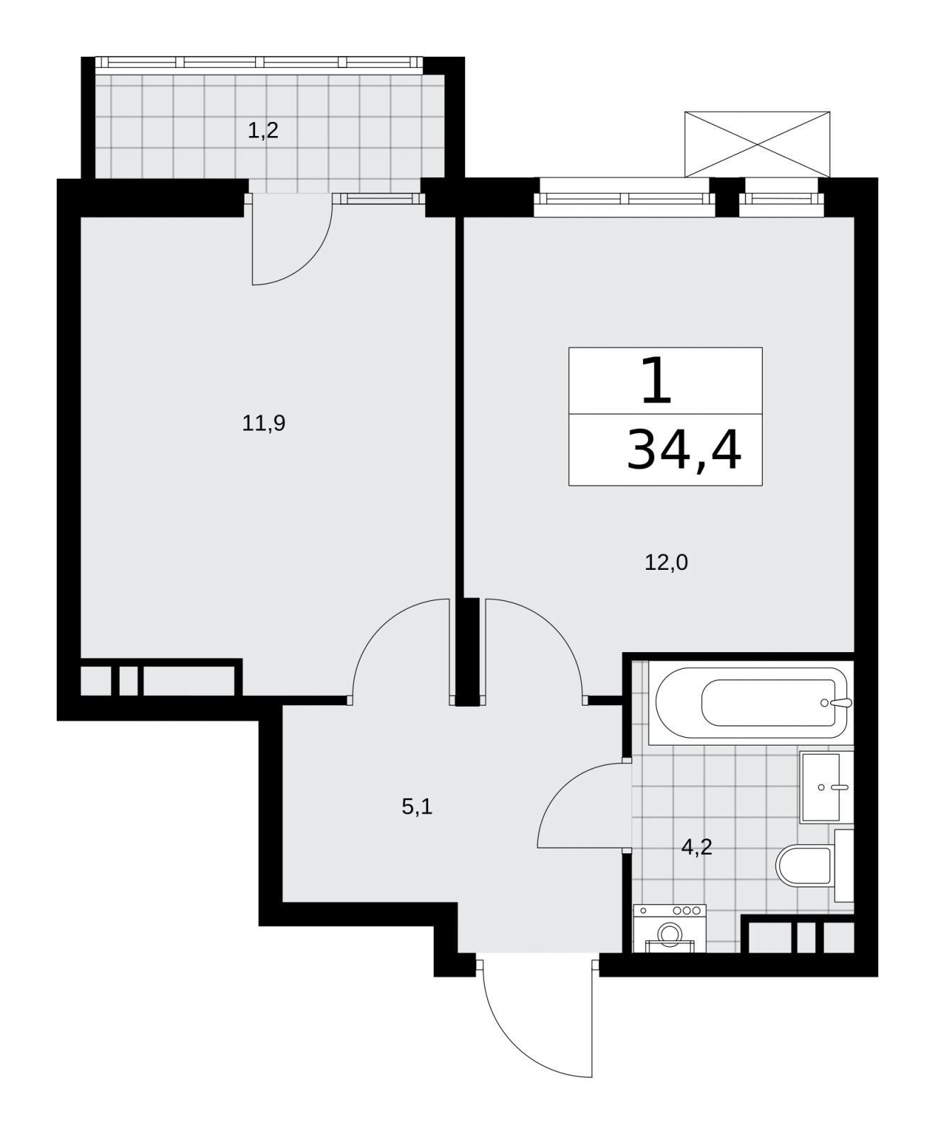 2-комнатная квартира в ЖК Родные кварталы на 4 этаже в 1 секции. Сдача в 3 кв. 2026 г.